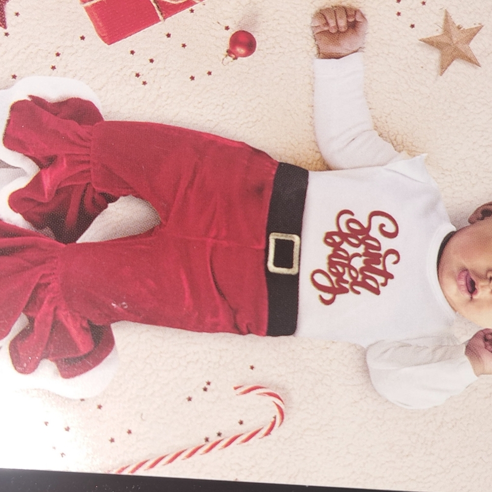 NWT Santa Baby 3pc Christmas outfit SZ NB and 12M - Picture 3 of 3
